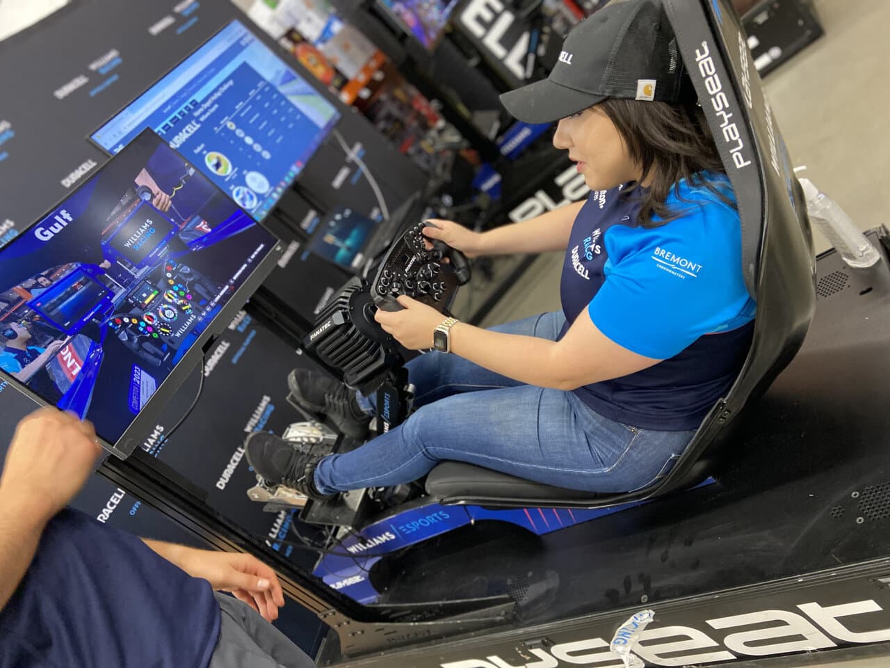 Brand ambassador running an interactive racing experience